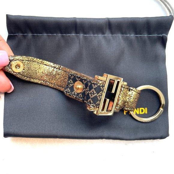 Auth Fendi Gold Metallic Micro Zucchino key charm - Picture 8 of 14